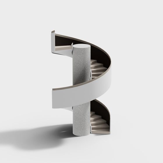 Elegant Low-Poly Spiral Staircase 3D model