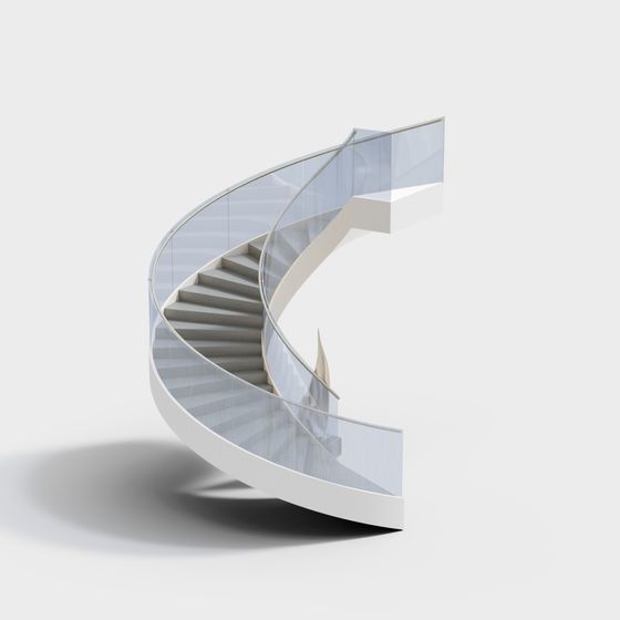Modern Glass and Metal Staircase 3D model