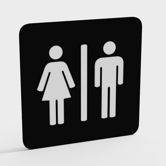 Minimalist Gender Restroom Sign 3D model