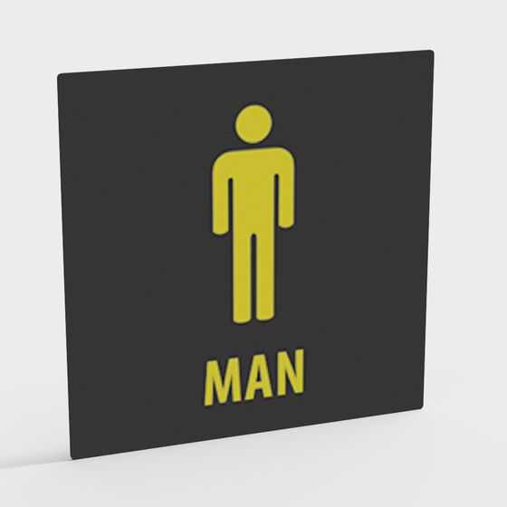 Stylish Man Restroom Sign 3D model