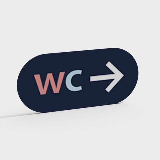 Stylish WC Sign 3D model with Low-Poly Design