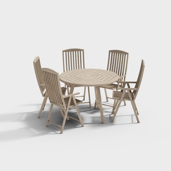 Outdoor Dining Table and Chair Set 3D model