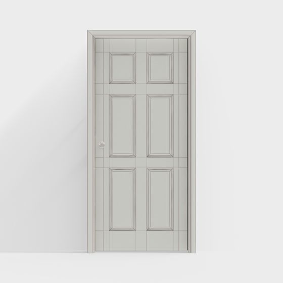 Elegant 6-Panel Door 3D model for Modern Interiors