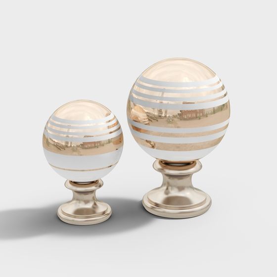 Mirror Sphere Column 3D model for Modern Interiors