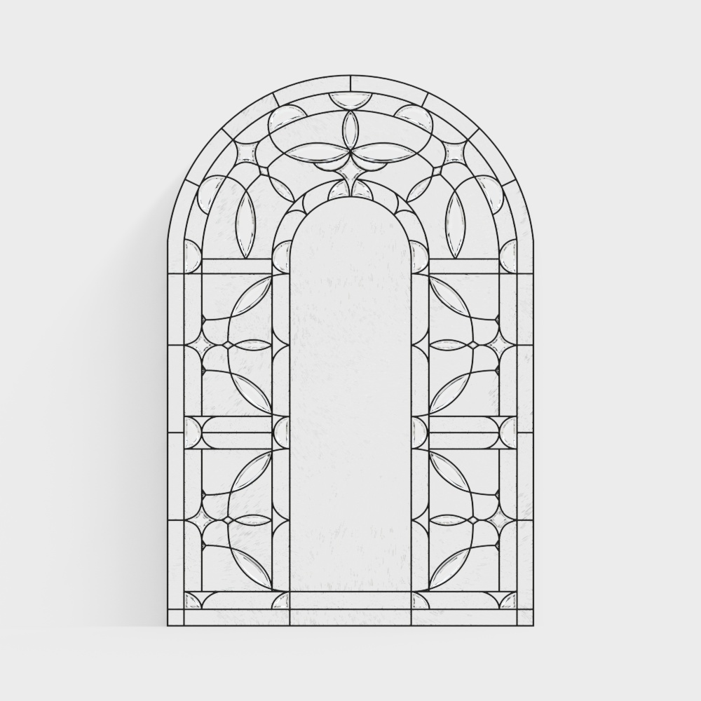 Arched Stained Glass Window 3D model