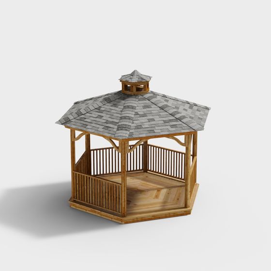 Low Poly Pavilion 3D model for Relaxing Spaces