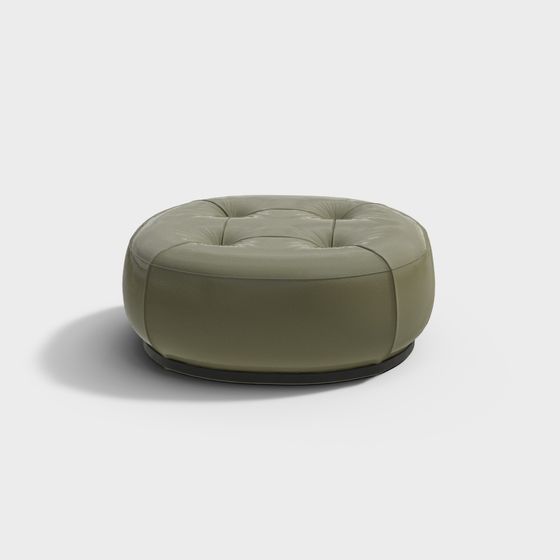 Modern Round Leather Stool 3D model