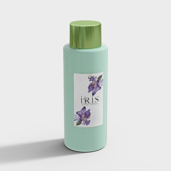 Elegant Green Vase 3D model with Iris Flower Design