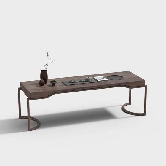 Minimalist Low-Poly Tea Table 3D model