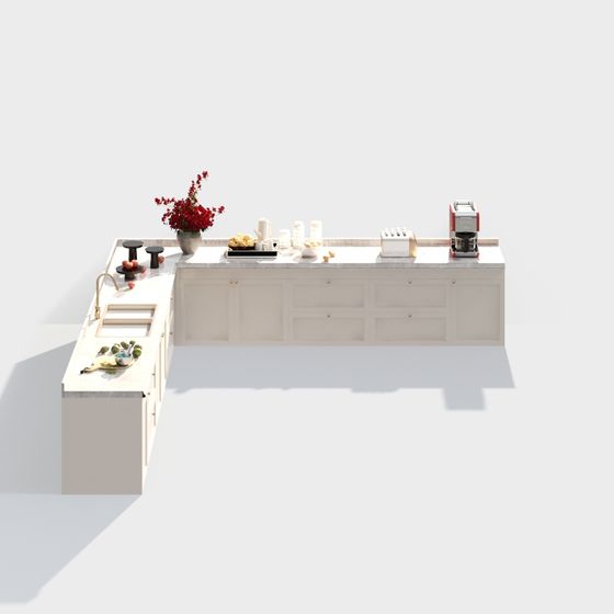 Stylish Low-Poly Kitchen 3D model 