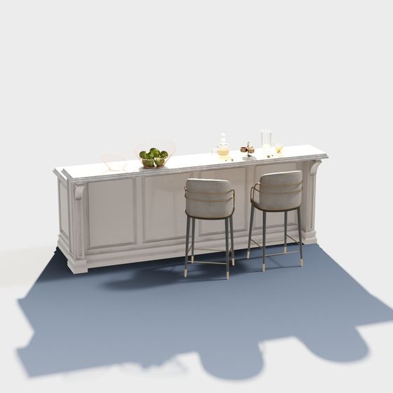 Elegant Low-Poly Bar Counter 3D model