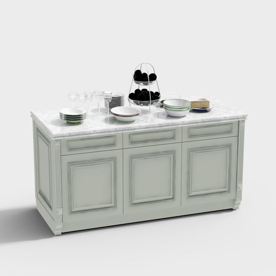 Vintage Marble Sideboard 3D model