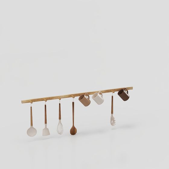 Wall-Mounted Kitchen Utensil Rack 3D model
