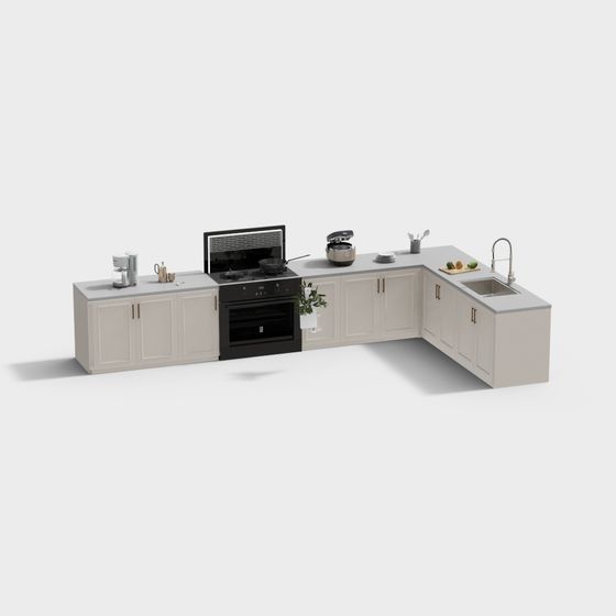 Modern Minimalist Kitchen 3D model