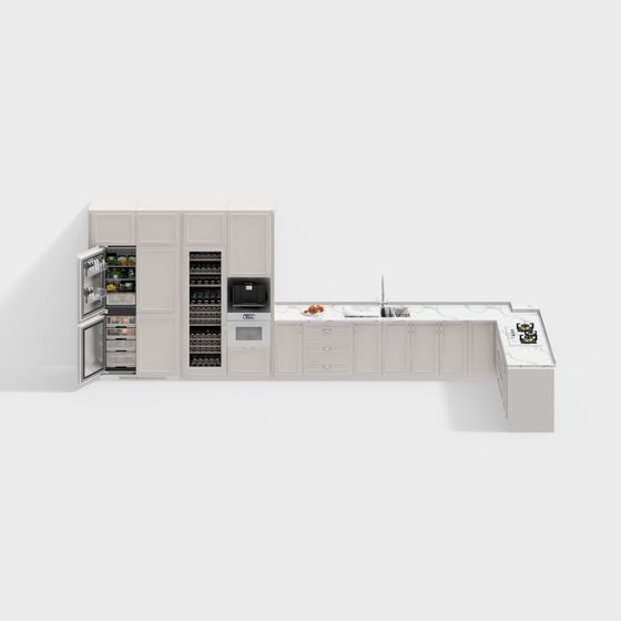 Stylish Low-Polygon Kitchen 3D model