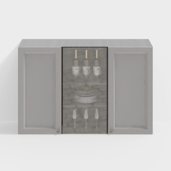 Stylish Low-Poly Wine Cabinet 3D model for Modern Interiors