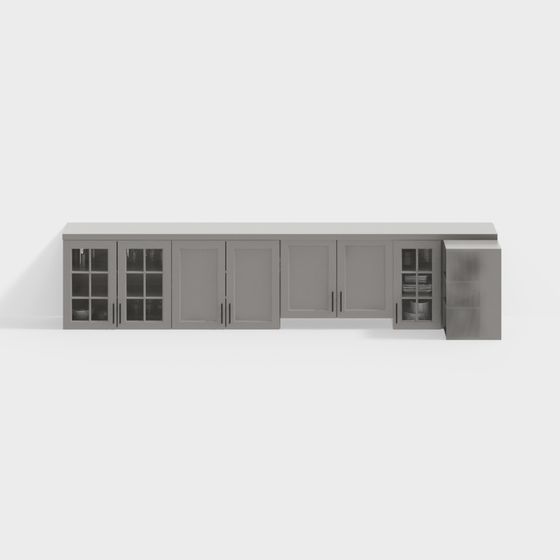 Vintage Kitchen Center Island 3D Model in Black and Gray