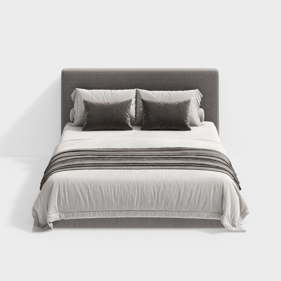 Elegant Low-Poly Bed 3D model for Modern Interiors