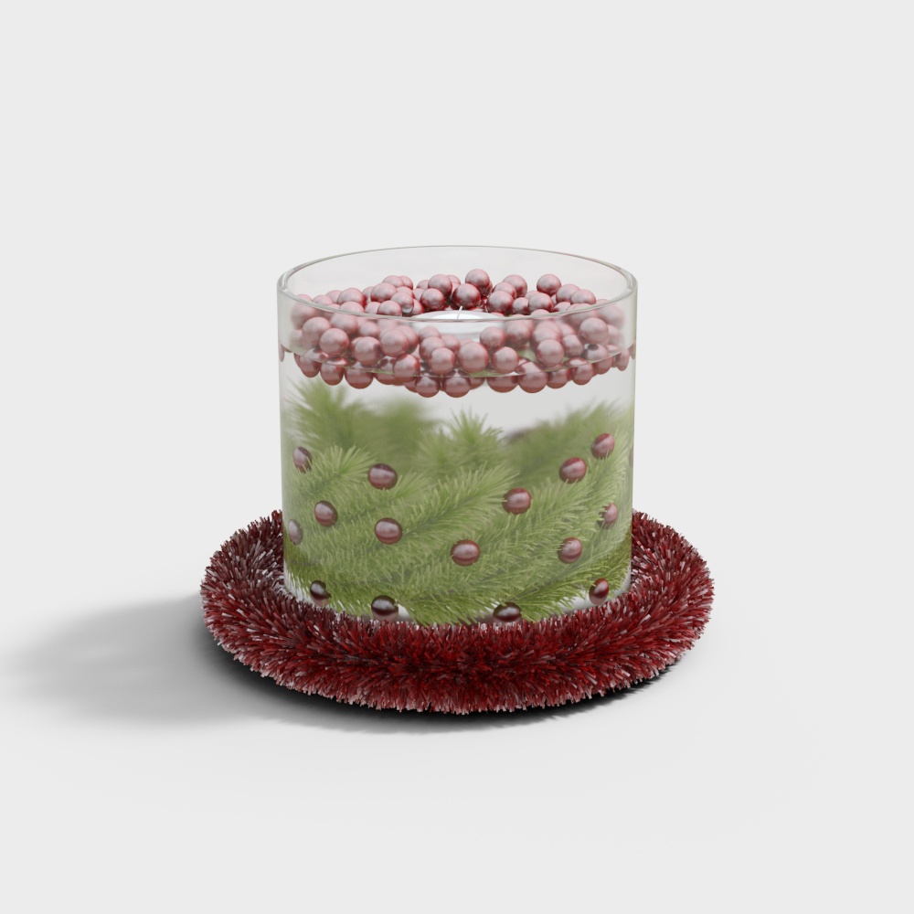Charming Christmas Decorative Glass Cup – Low-Poly Festive Model