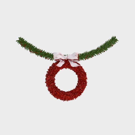 Festive Low-Poly Christmas Wreath 3D model