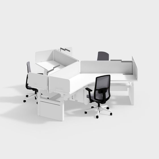 Modern Open Workspace 3D Model Design
