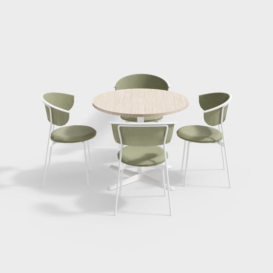 Round Table with Four Chairs Combo 3D model