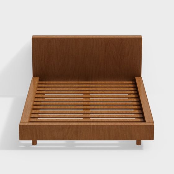 Minimalist Wooden Bed 3D model