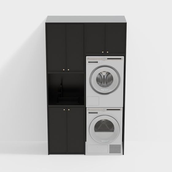 Low-Poly Washer and Dryer Combo 3D model