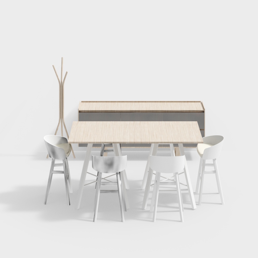 Urban Dining Set 3D Model – Low-Poly Modern Design