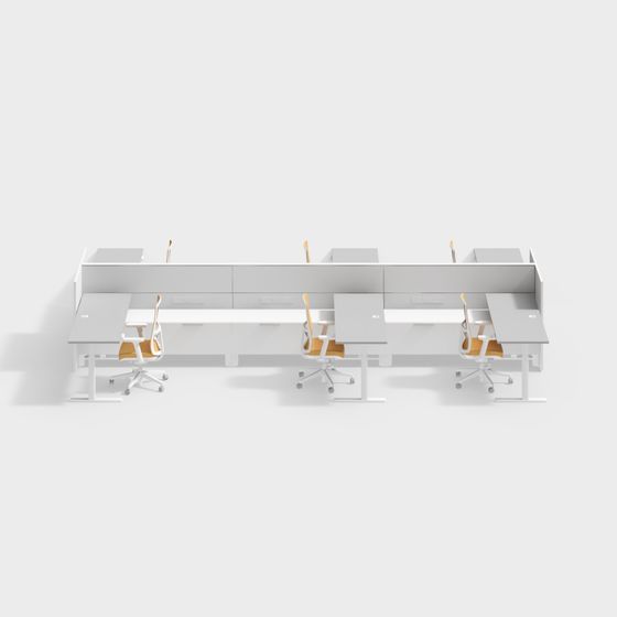 Contemporary Open Workspace 3D model for Productive Offices
