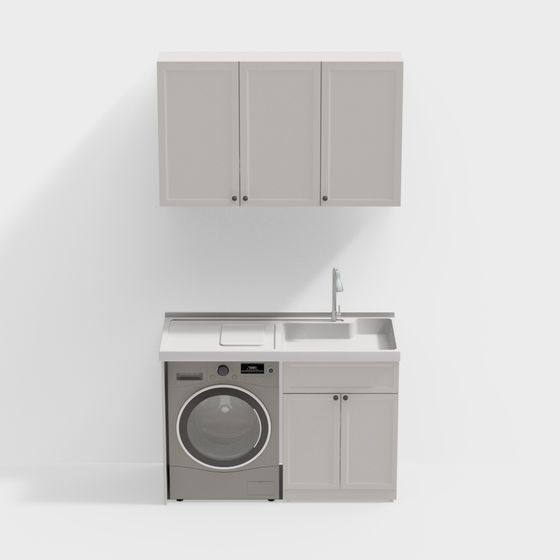 Stylish Washing Machine Cabinet 3D model for Modern Spaces