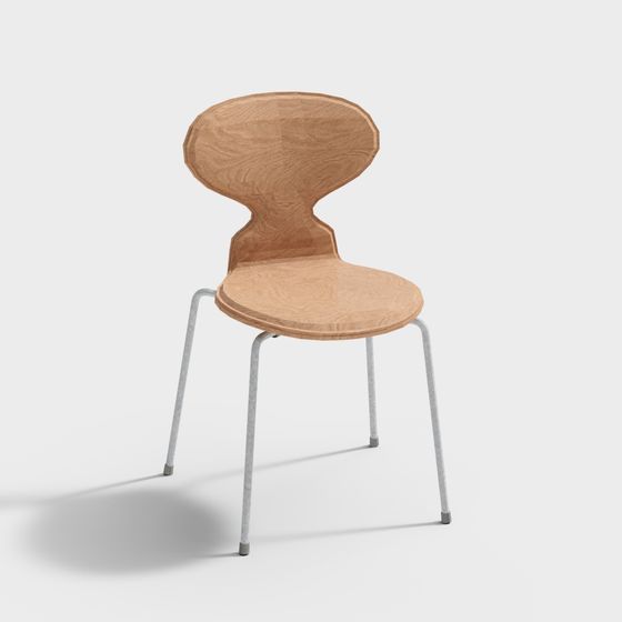 Elegant Low-Poly Wooden Chair 3D model for Design Projects