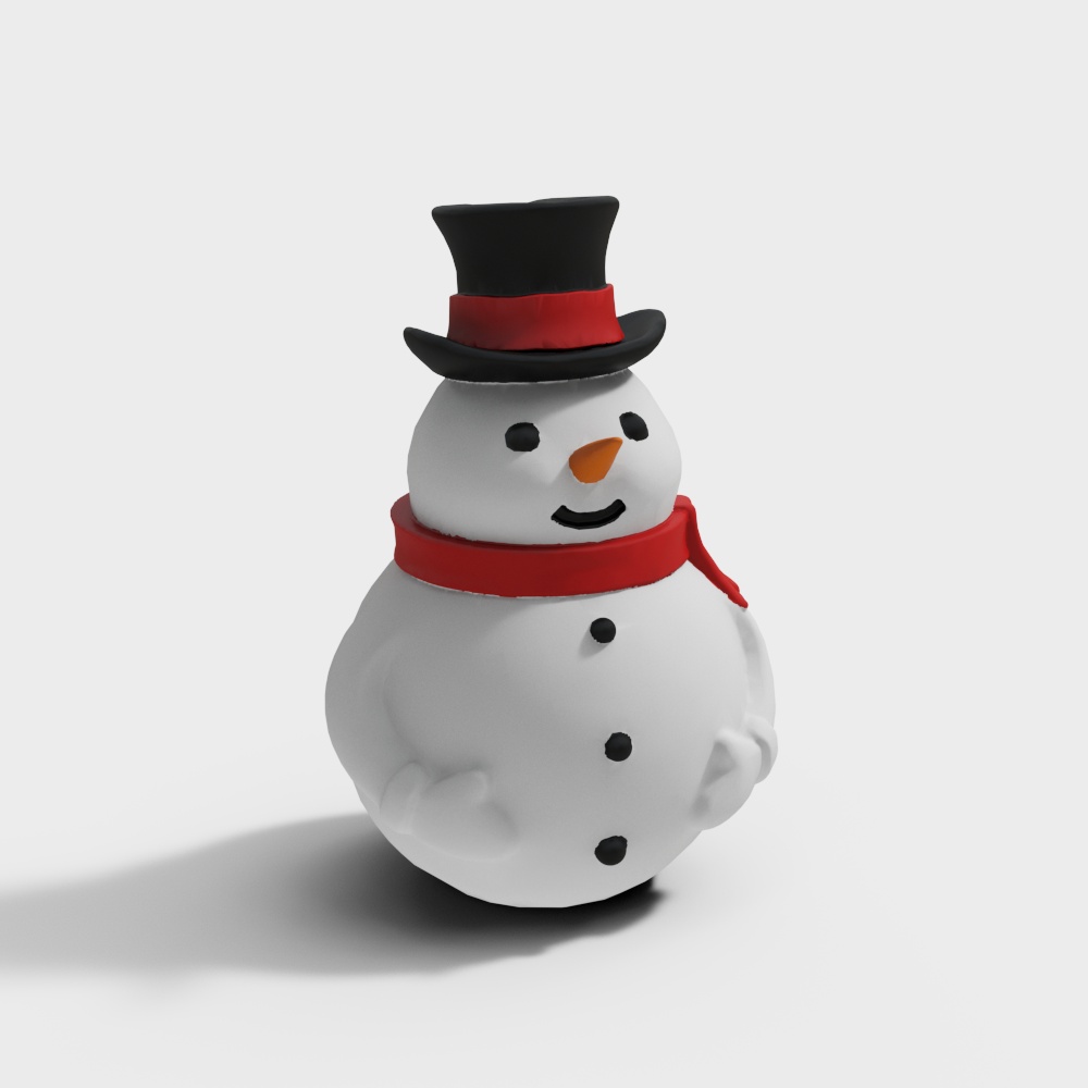 Charming Snowman 3D Model – Low-Poly Winter Decor