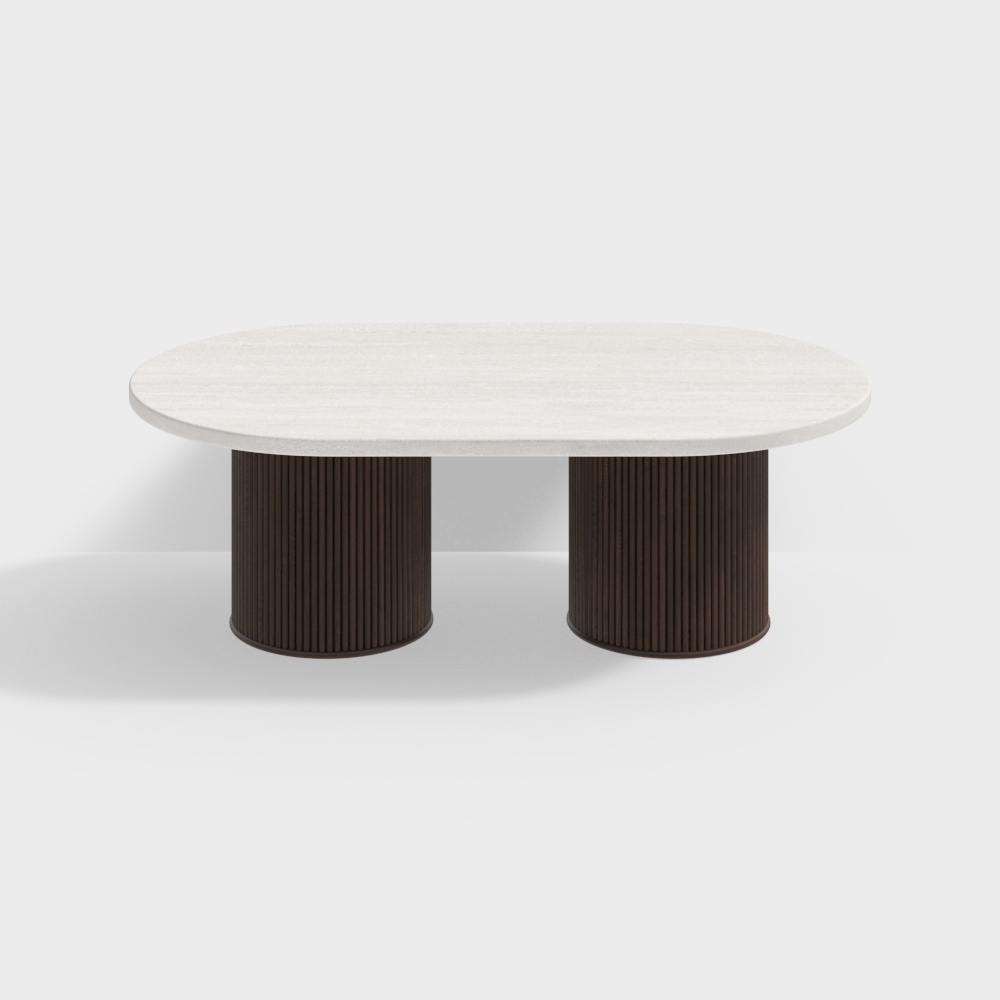 Tables basses en travertin et bois