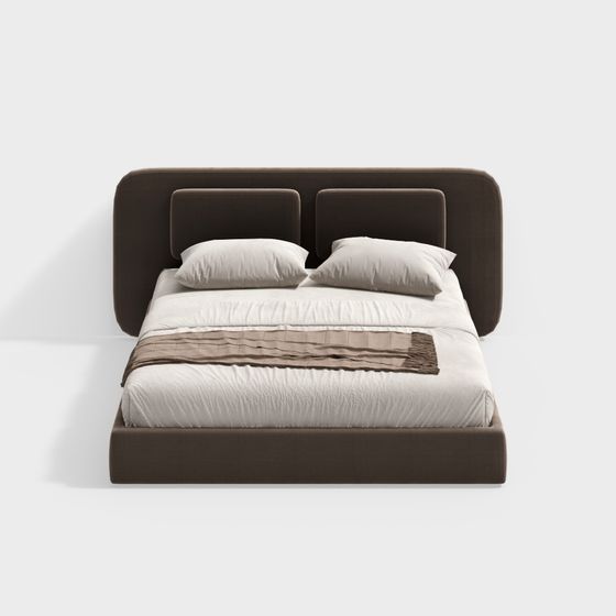 Elegant Modern Bed 3D model for Contemporary Interiors