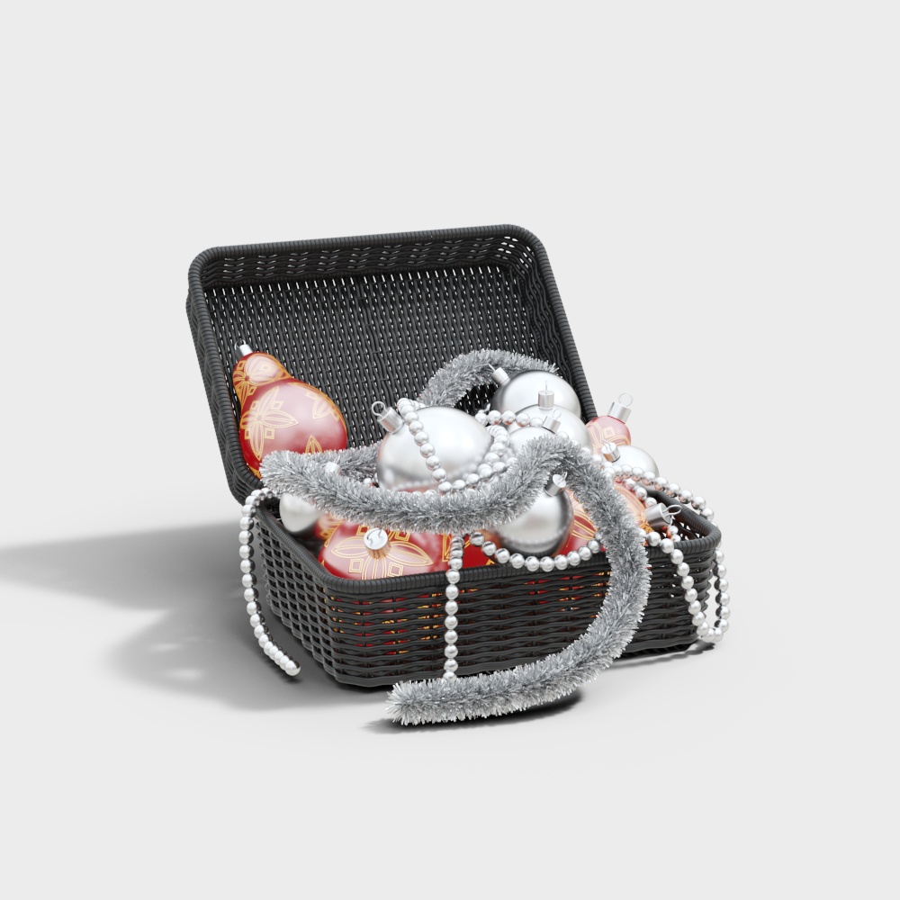 Christmas Decorative Basket 3D Model