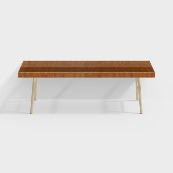 Elegant Wooden Bench 3D model for Modern Design