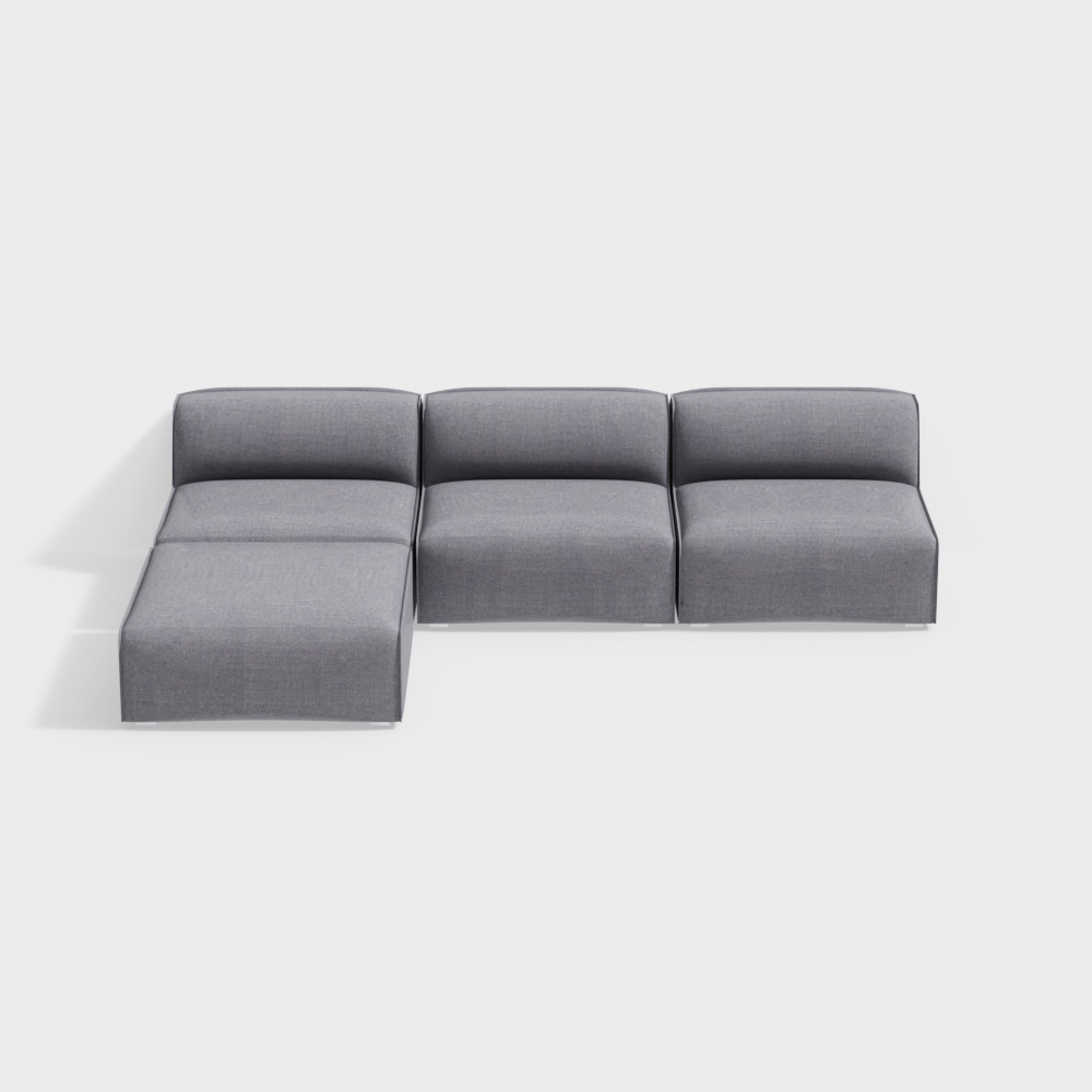 Stylish Low-Poly Gray Sofa 3D model