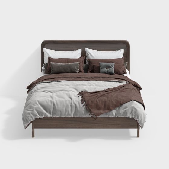 Elegant Modern Bed 3D model for Stylish Interiors