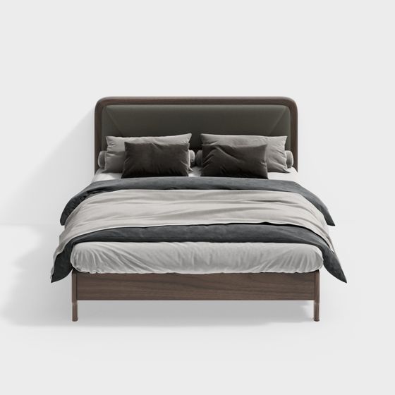 Elegant Low-Poly 3D Bed Model