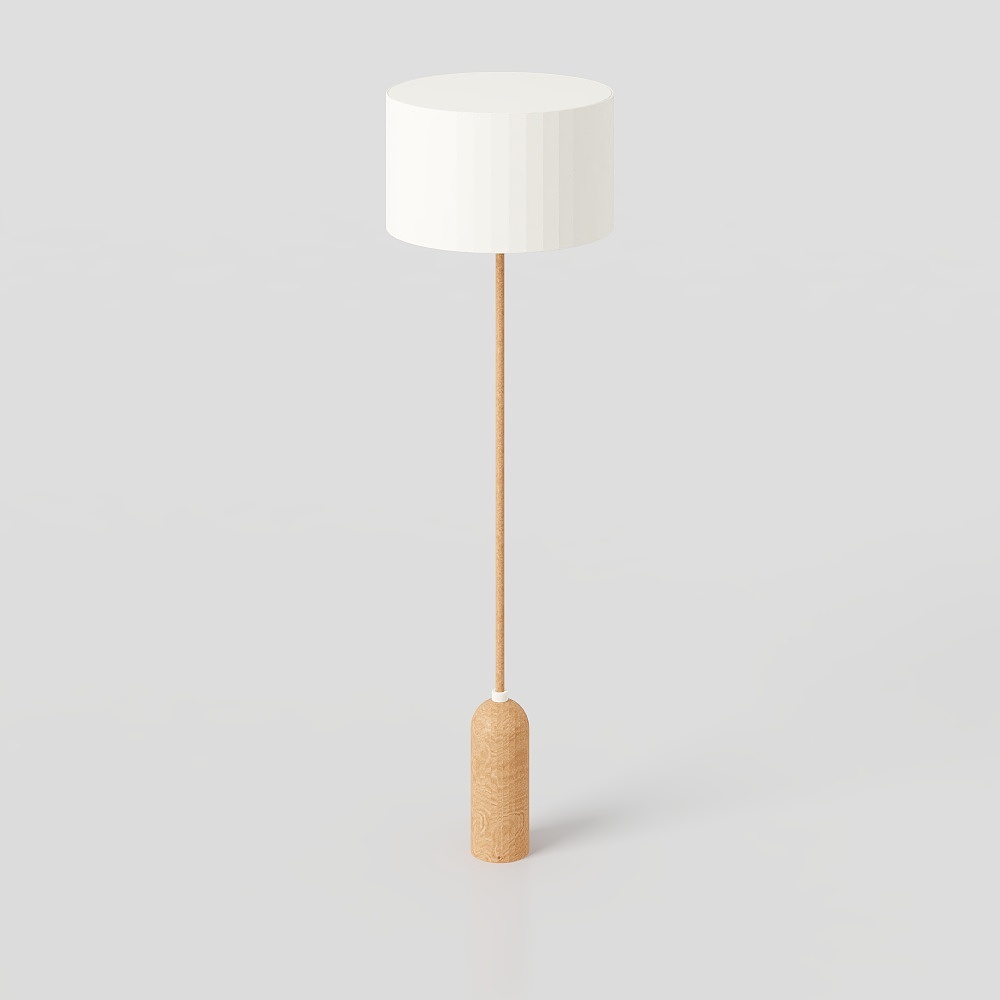 Modern Minimalist 3D Lamp Model – Wood and White Shade