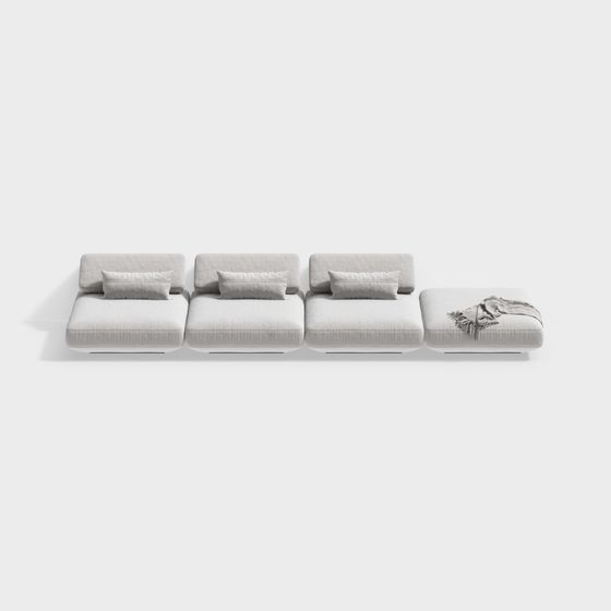 Modern Minimalist Low-Polygon Sofa 3D model