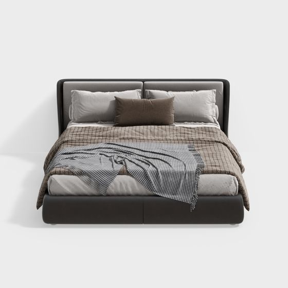 Elegant Low-Poly 3D Bed Model for Modern Interiors