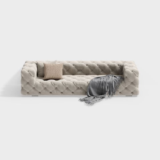 Luxurious Low-Poly 3D Sofa Model for Modern Interiors