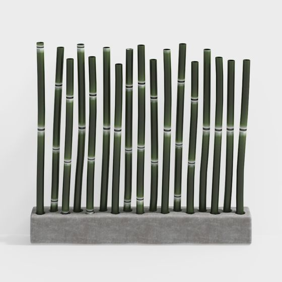 Elegant Bamboo Fence Wall 3D model for Nature-Inspired Designs