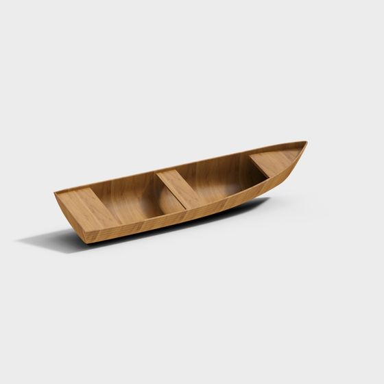Exquisite Low-Poly Wooden Boat 3D Model