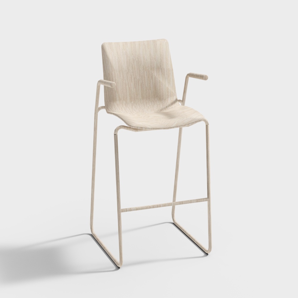 Wooden Texture Barstool 3D model