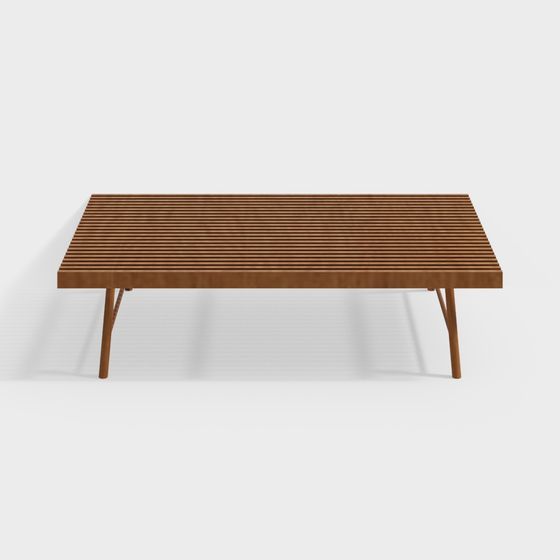 Stylish Wooden Grille Coffee Table 3D model