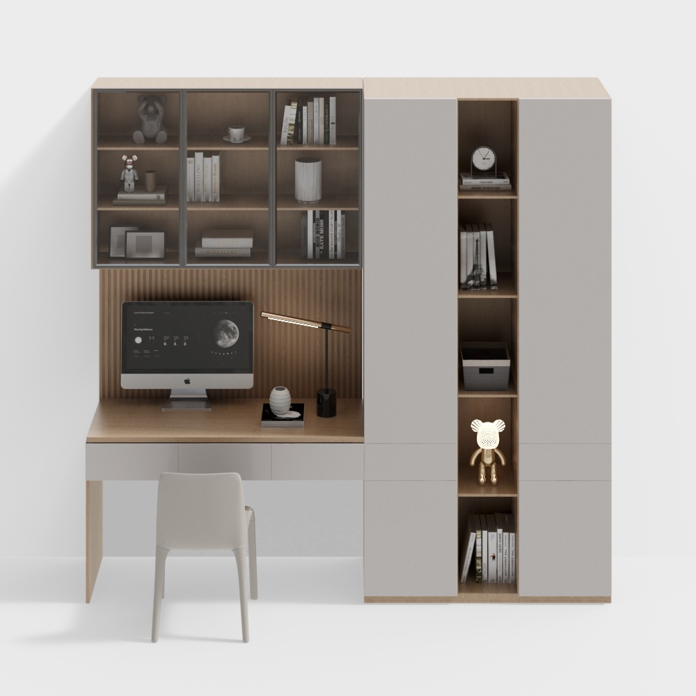 Modern Integrated Desk Cabinet