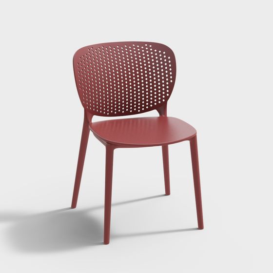 Stylish Low-Poly Red Chair 3D Model